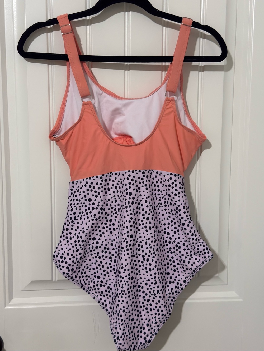 Coral Tie-Front One-Piece Swimsuit with Spot Print - Picture 4 of 6